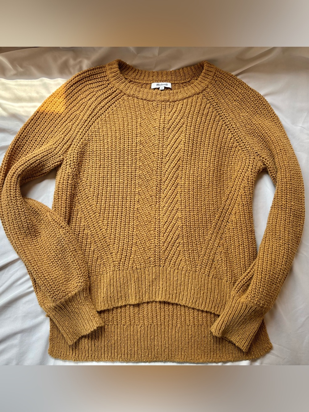 Madewell Textured Mustard Crewneck Sweater 100% Cotton